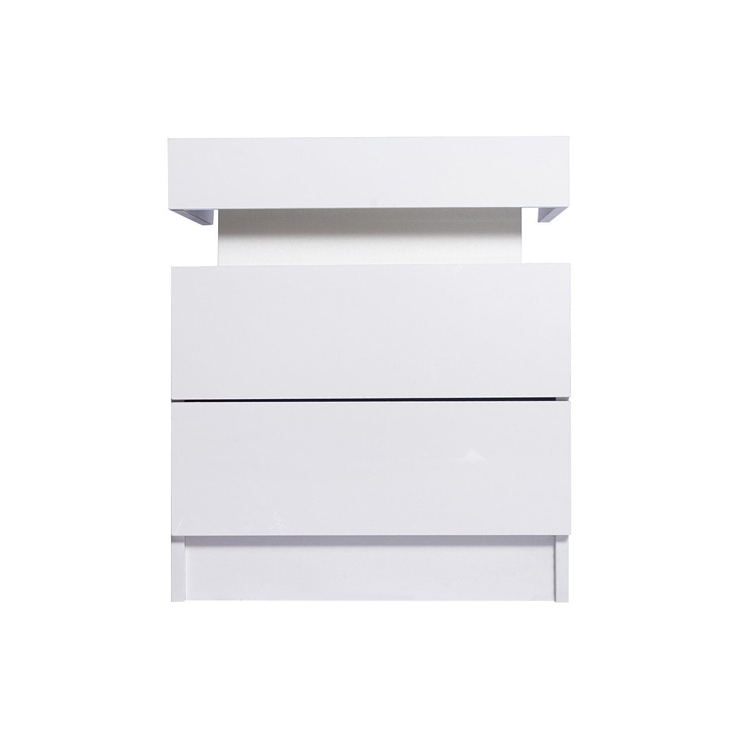 bedroom Bedside Tables Drawers Led Storage Cabinet High Gloss Nightstand