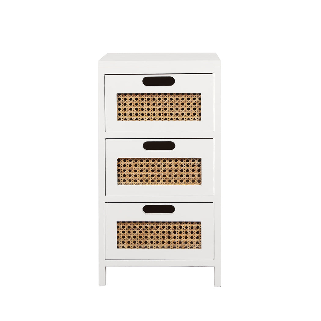 Bedside Tables Drawers Side Table Paulownia Wood Storage Cabinet White