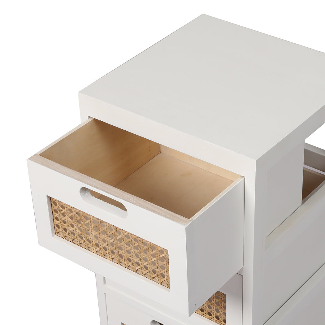 Bedside Tables Drawers Side Table Paulownia Wood Storage Cabinet White