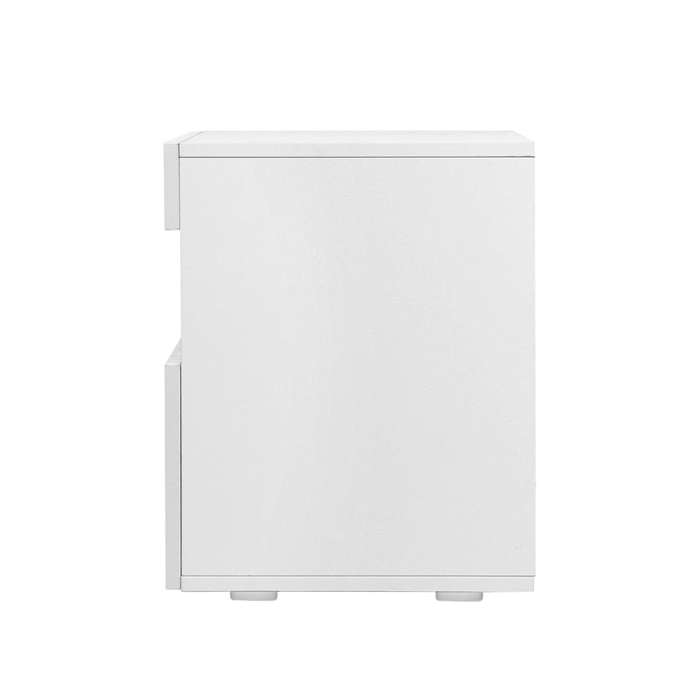 Bedside Tables Drawers Side Table Rgb Led High Gloss Nightstand White
