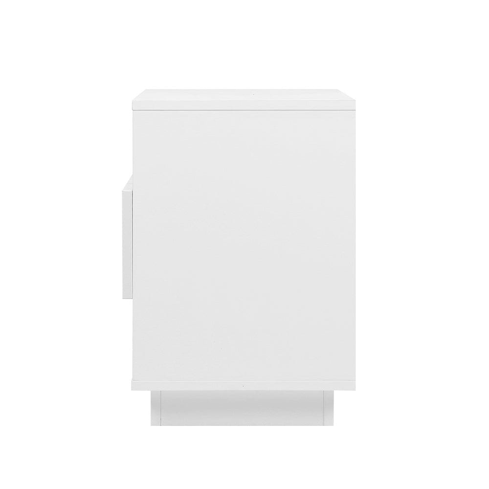 Bedside Tables Side Table Rgb Led Drawers Nightstand High Gloss White