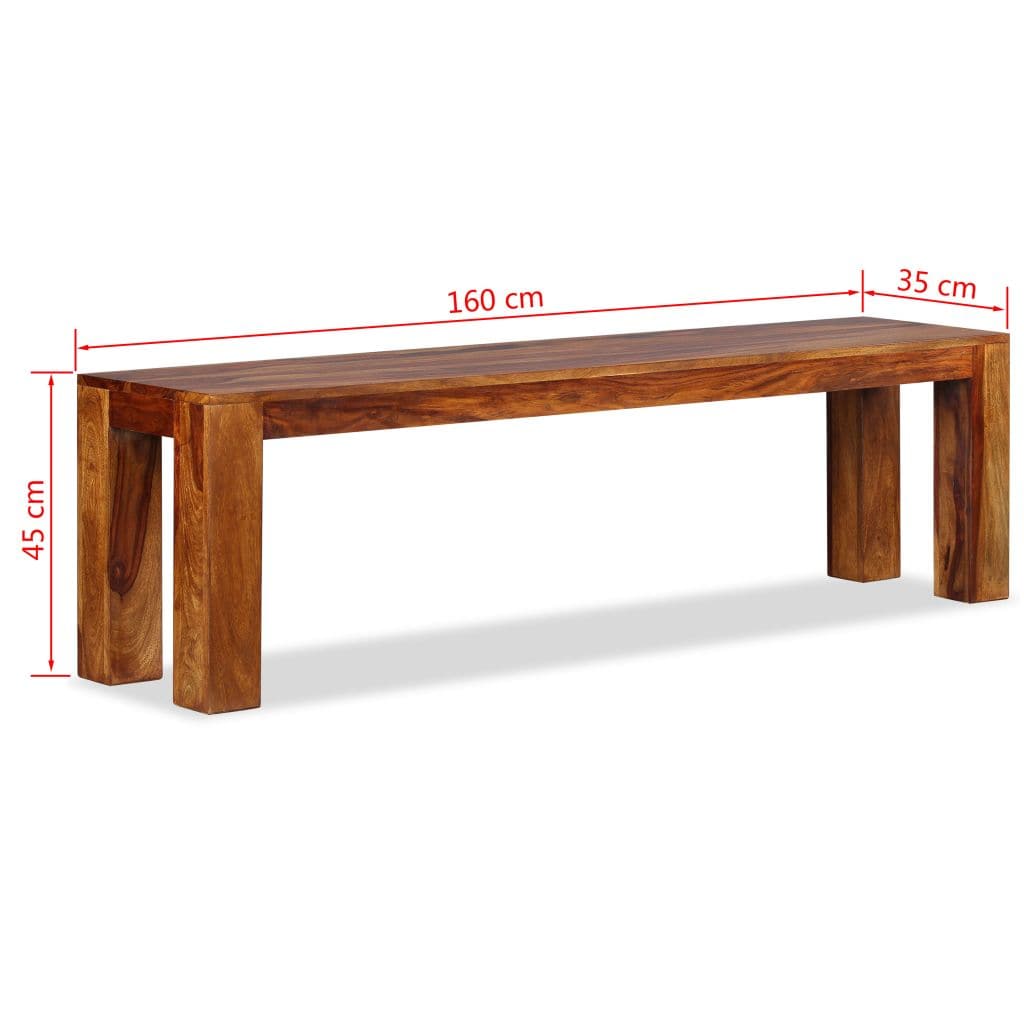 Bench Solid Sheesham Wood 160x35x45 cm