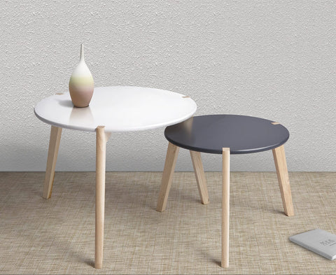 Bianco Nesting Round Coffee Table Side Table Set Of 2