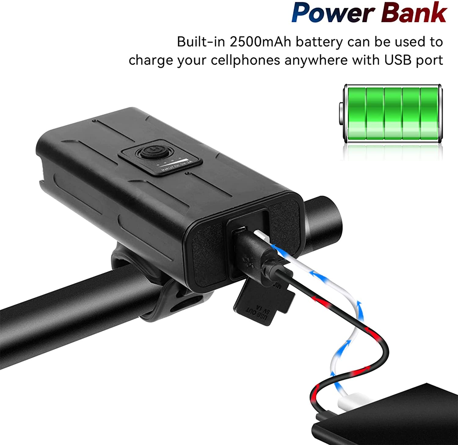 Bike 360 Light Front Usb Rechargeable 1000 Lumen Ipx4 Waterproof And Built In 2500Mah Powerbank Led Bicycle Lighting