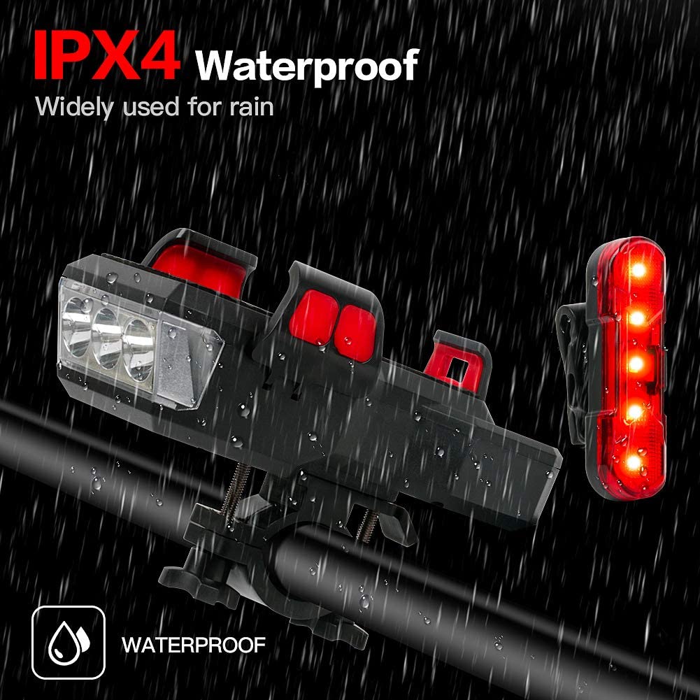 Bike Led Light 550Lm Front And Back Usb Rechargeable With 4000Mah Power Bank And Ipx4 Waterproof