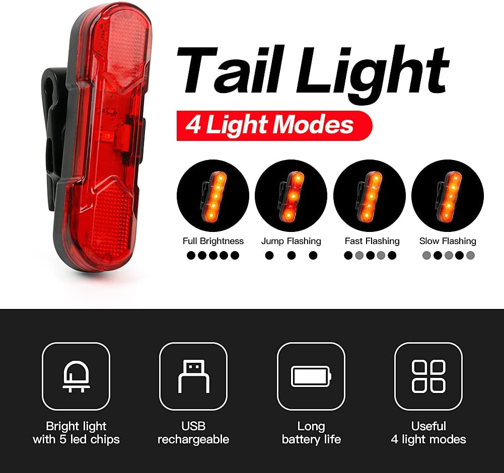 Bike Led Light 550Lm Front And Back Usb Rechargeable With 4000Mah Power Bank And Ipx4 Waterproof