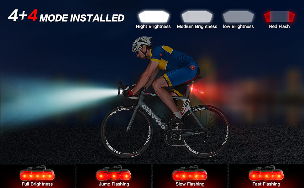 Bike Led Light 550Lm Front And Back Usb Rechargeable With 4000Mah Power Bank And Ipx4 Waterproof