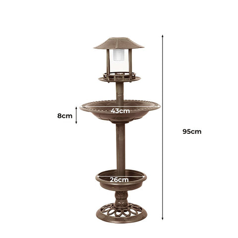 Bird Bath and Feeder Solar Light Food Station Outdoor Garden