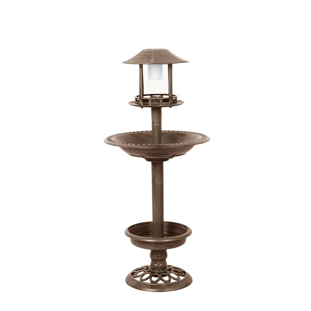 Bird Bath and Feeder Solar Light Food Station Outdoor Garden