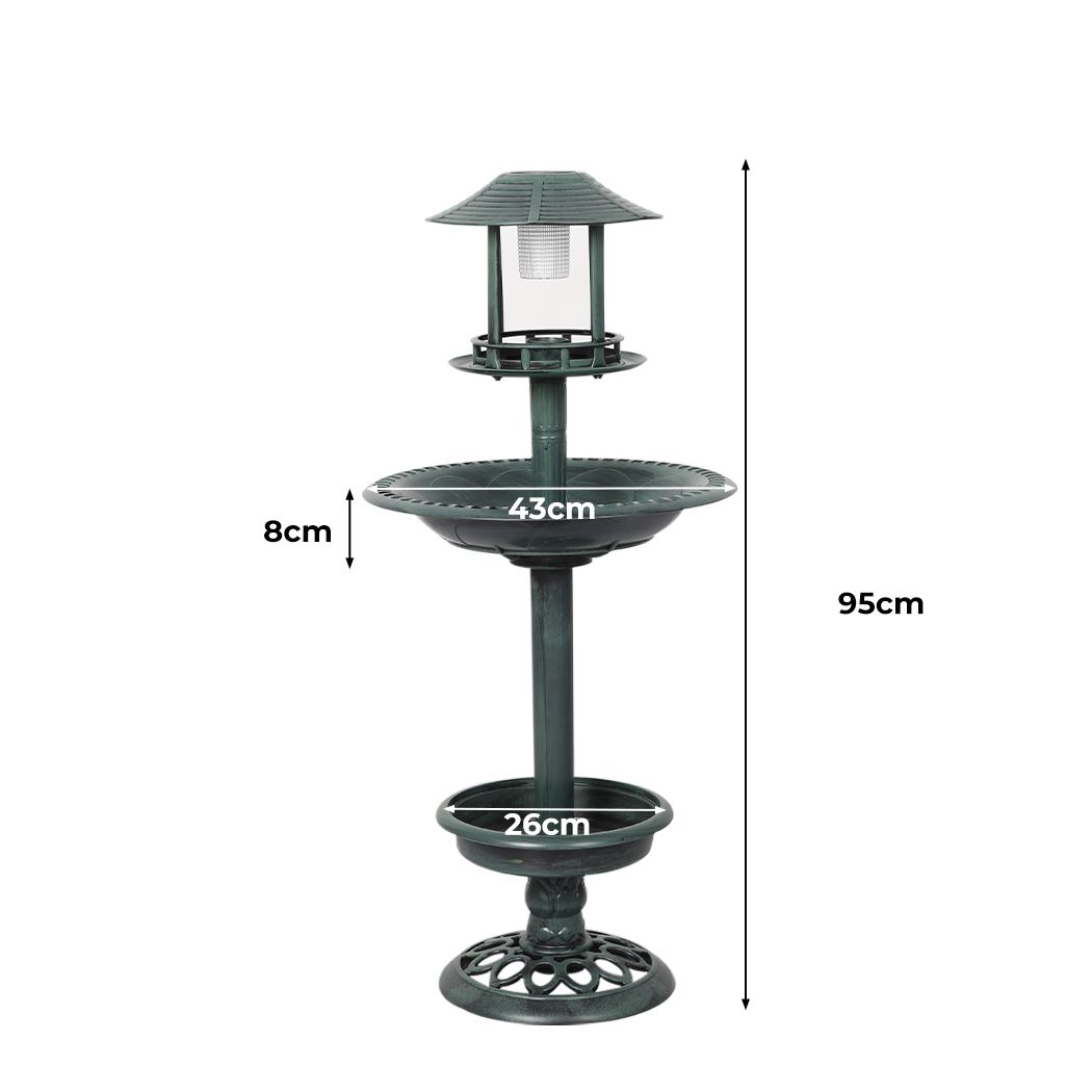 Bird Bath and Feeder Solar Light Food Station Outdoor Garden