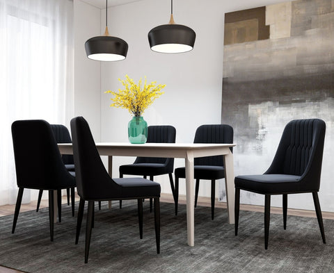 Dining Black 7 Piece Dining Set Table and Chairs