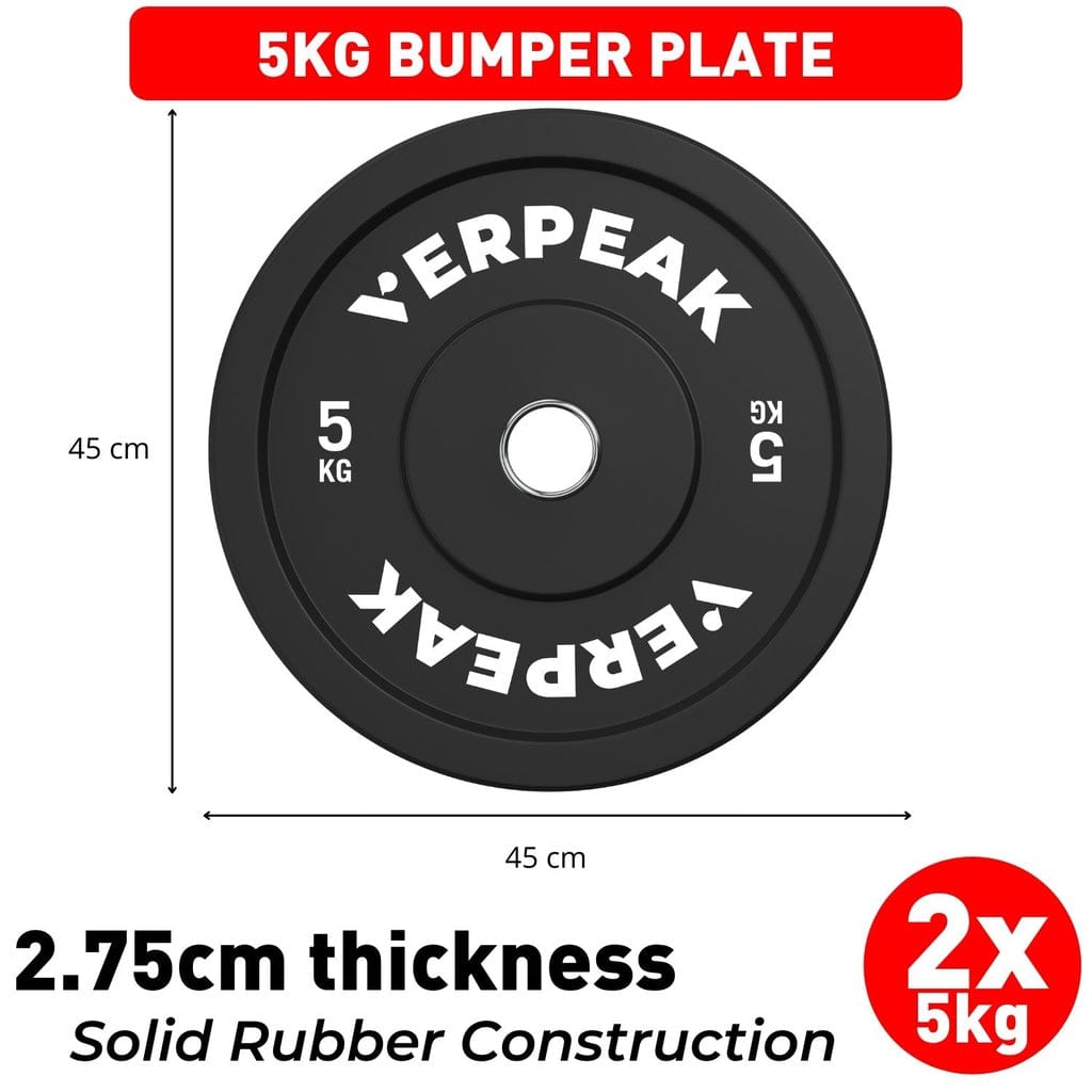 Black Bumper Weight Plates-Olympic 5Kgx2