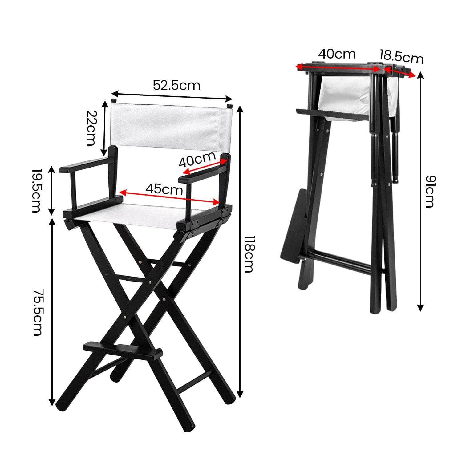 Black Director's Seat Tall Chair with Black colour