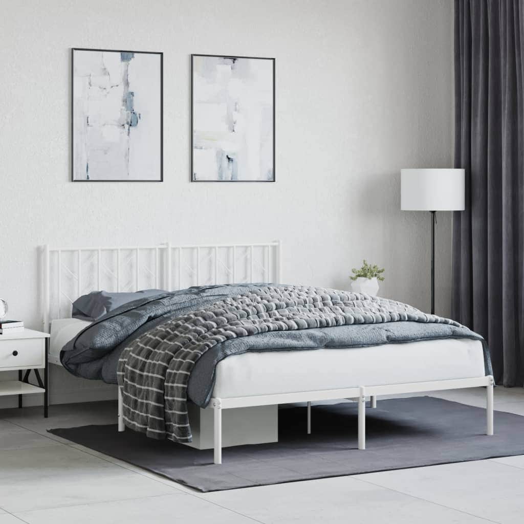 Black Metal Bed Frame with Stately Headboard