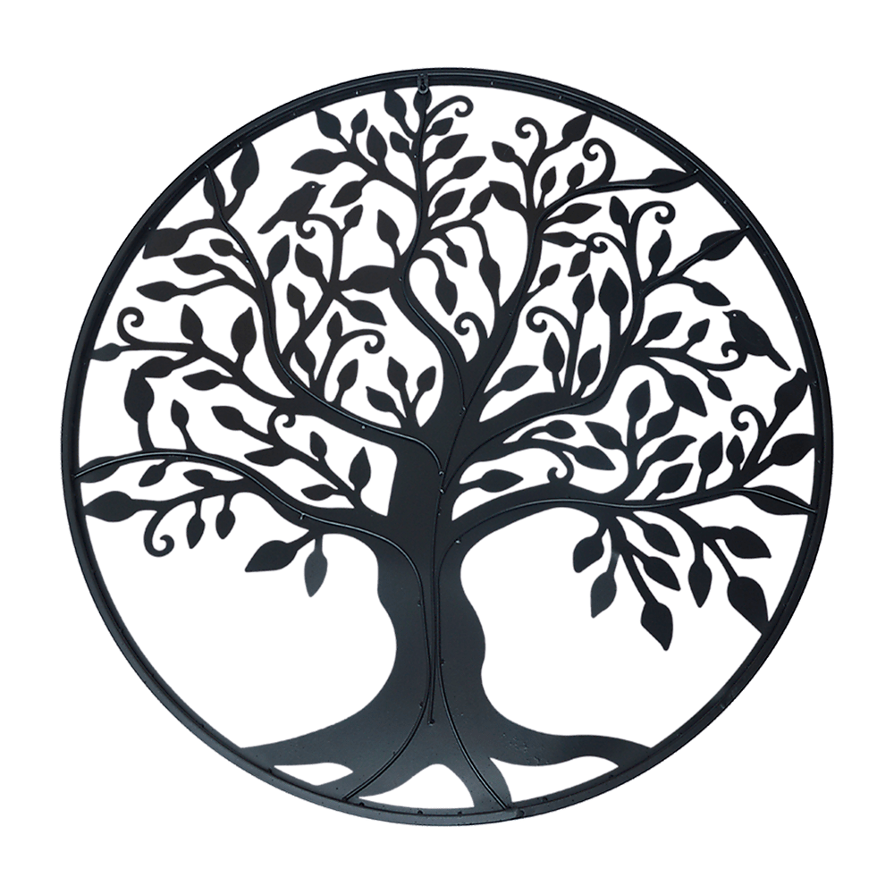 Black Tree of Life Wall Art Hanging Metal Iron Sculpture Garden 60cm