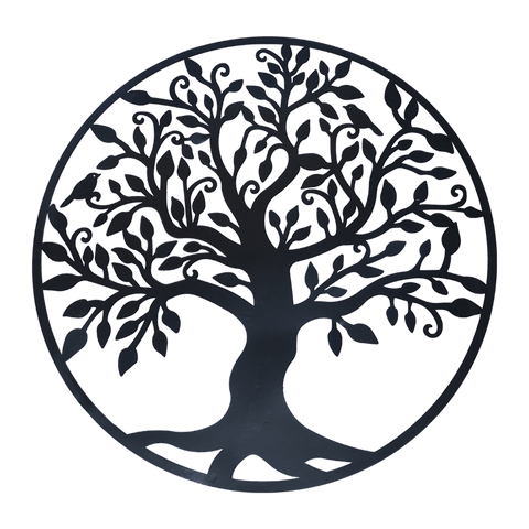 Black Tree Of Life Wall Art Hanging Metal Iron Sculpture Garden 99Cm