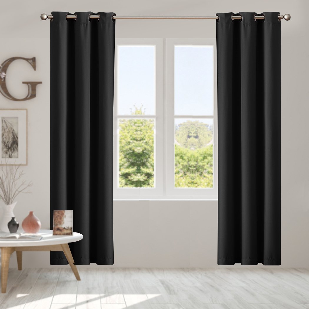 living room Blockout Curtain Blackout Curtains Eyelet Room 102x160cm Black