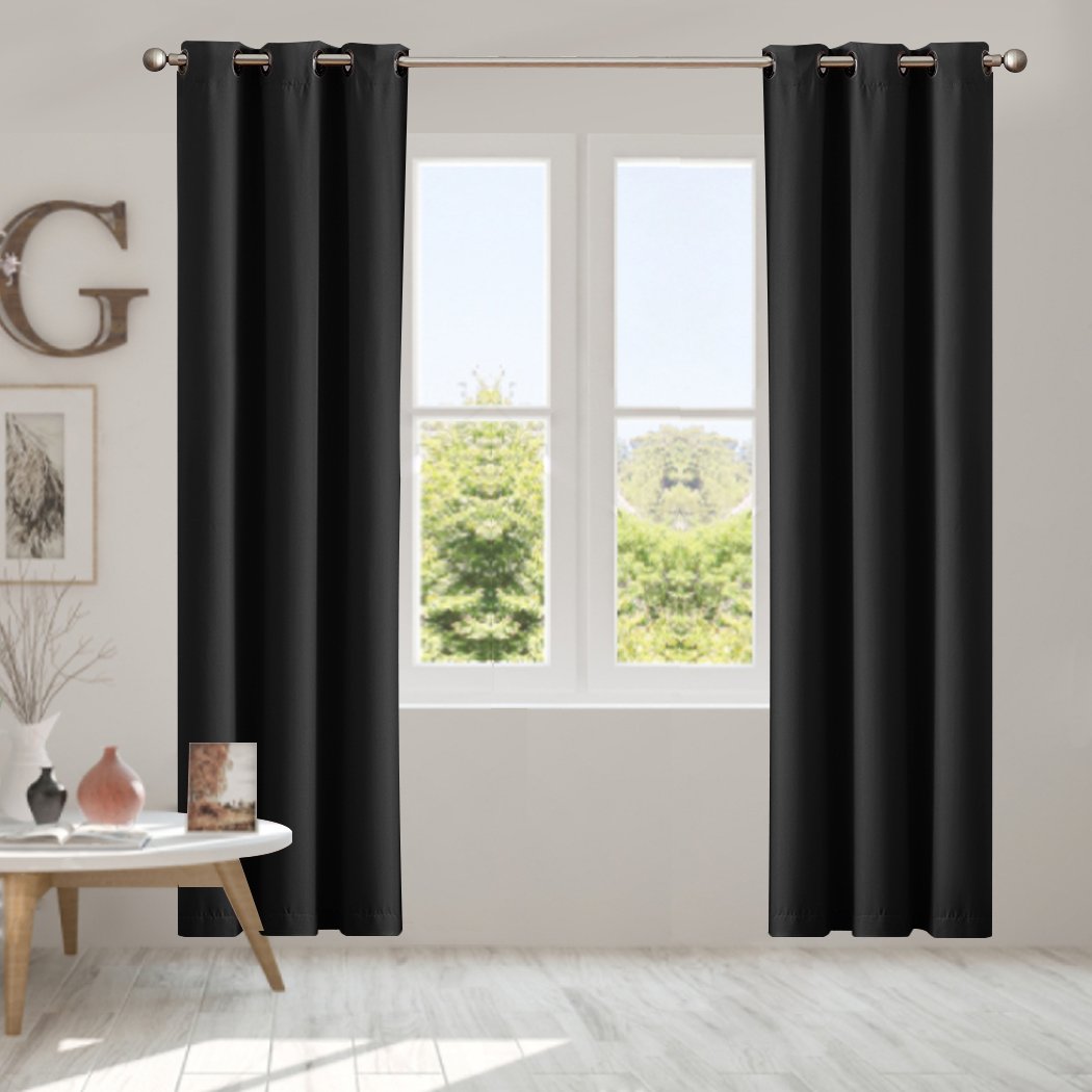 living room Blockout Curtain Blackout Curtains Eyelet Room 102x213cm Black