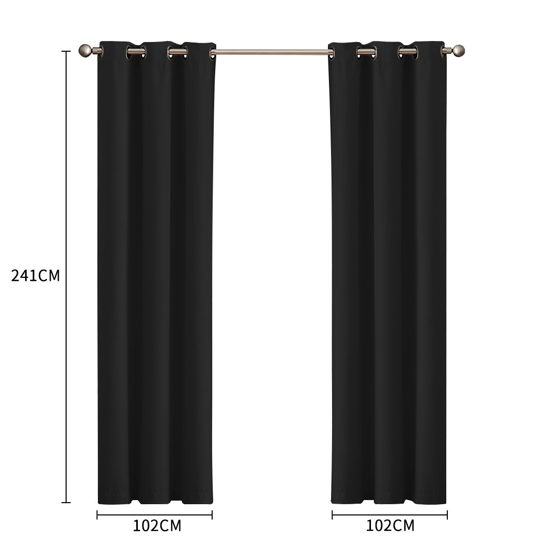living room Blockout Curtain Blackout Curtains Eyelet Room 102x241cm Black
