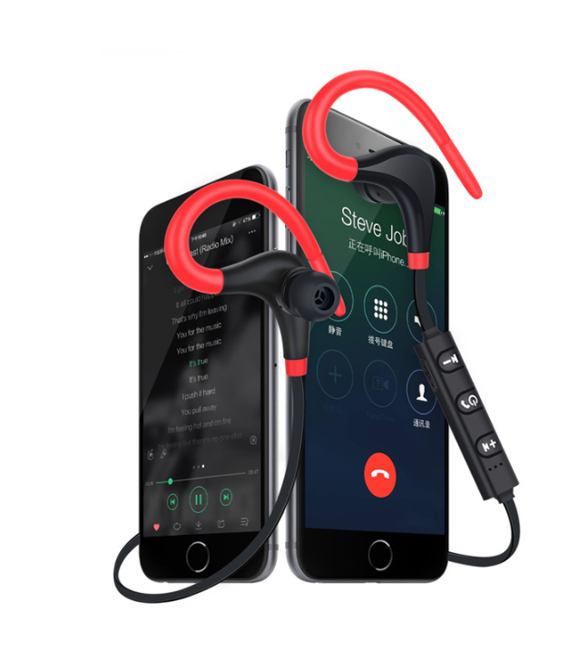 electronics Bluetooth Earphones Ear Hook Red