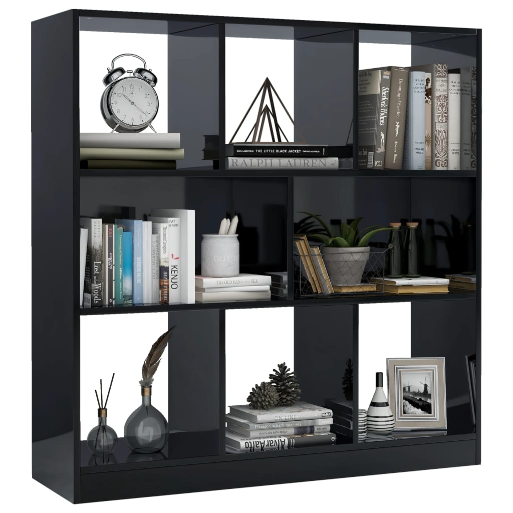 Book Cabinet High Gloss Black 97.5x29.5x100 cm Chipboard