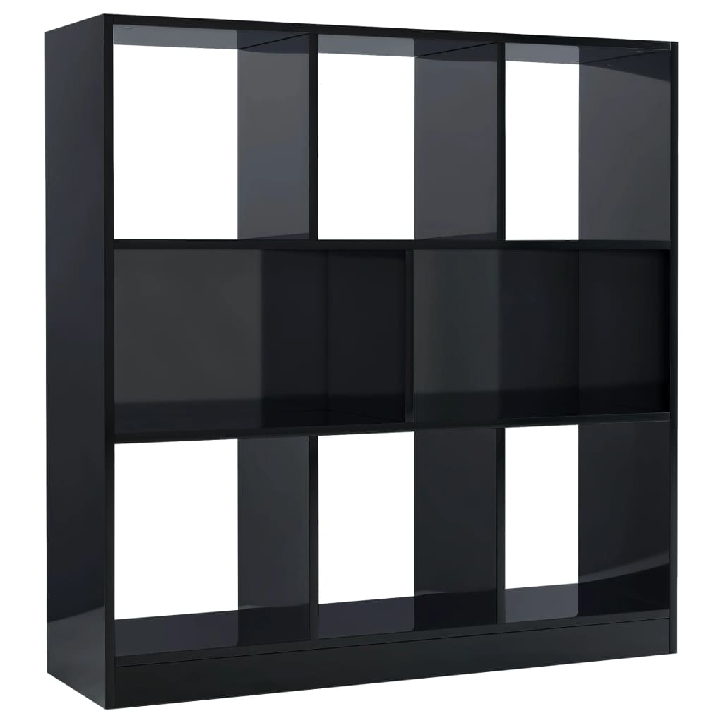 Book Cabinet High Gloss Black 97.5x29.5x100 cm Chipboard