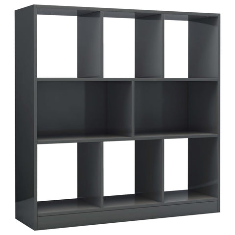 Book Cabinet High Gloss Grey Chipboard