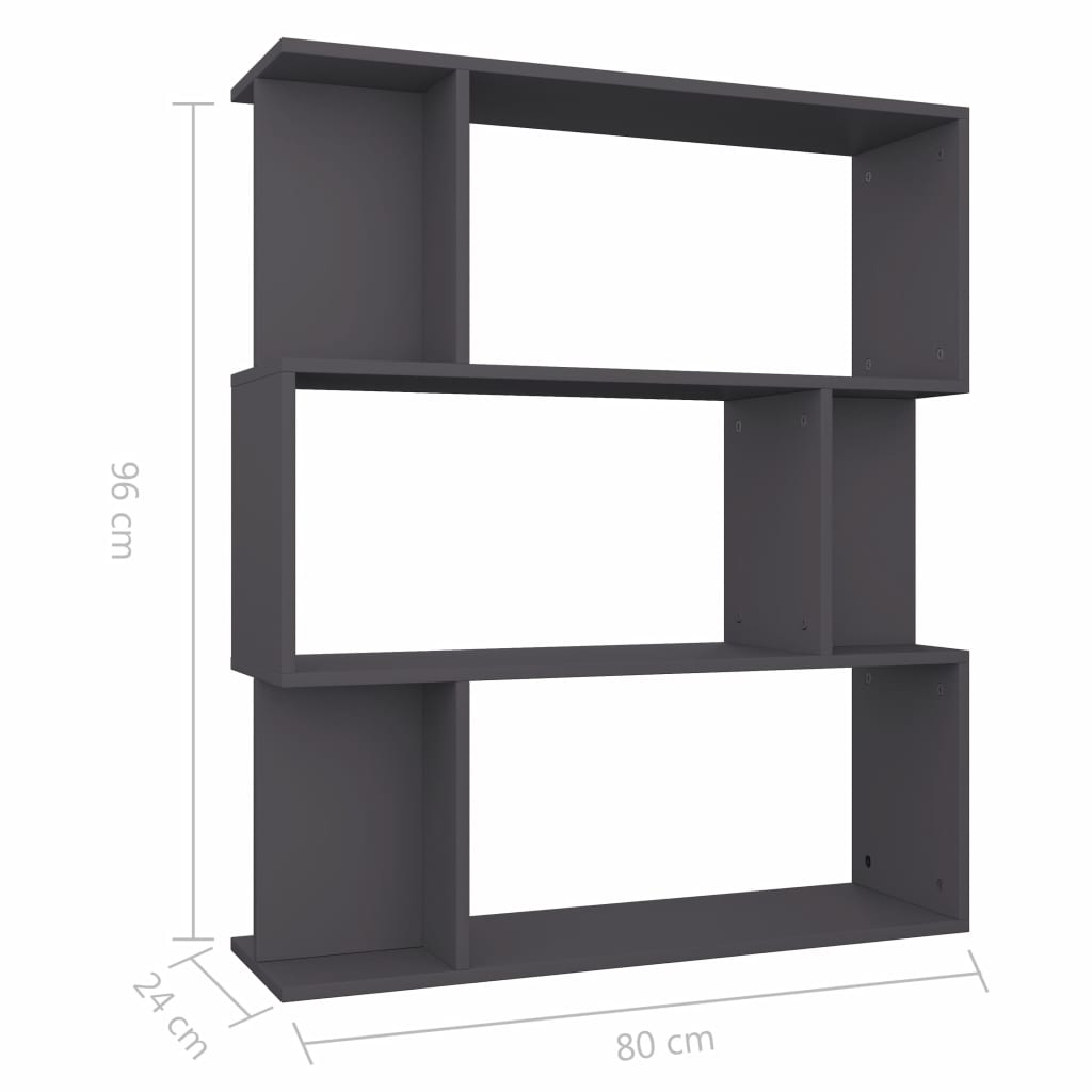 Book Cabinet/Room Divider Grey 80x24x96 cm Chipboard