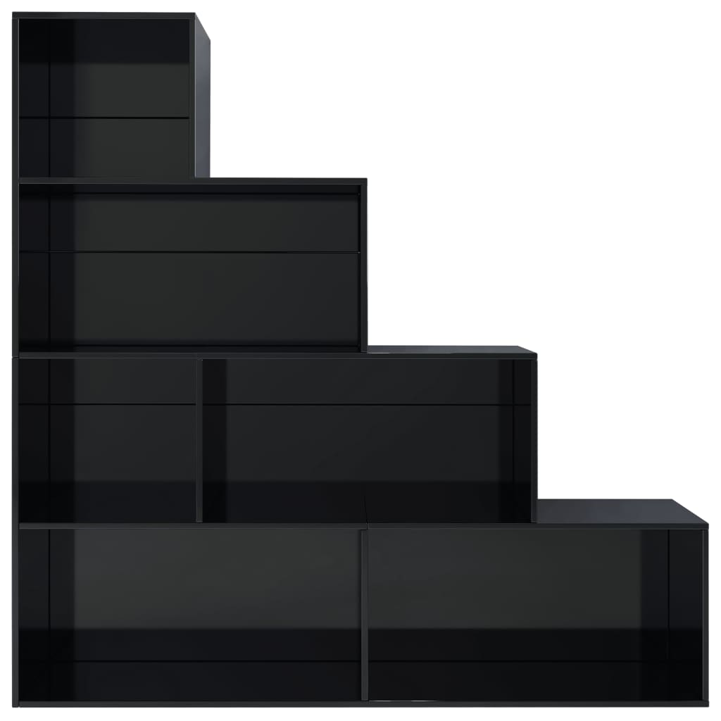 Book Cabinet/Room Divider High Gloss Black 155x24x160 cm Chipboard