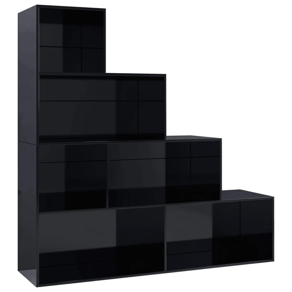 Book Cabinet/Room Divider High Gloss Black 155x24x160 cm Chipboard