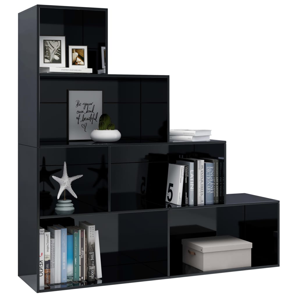 Book Cabinet/Room Divider High Gloss Black 155x24x160 cm Chipboard