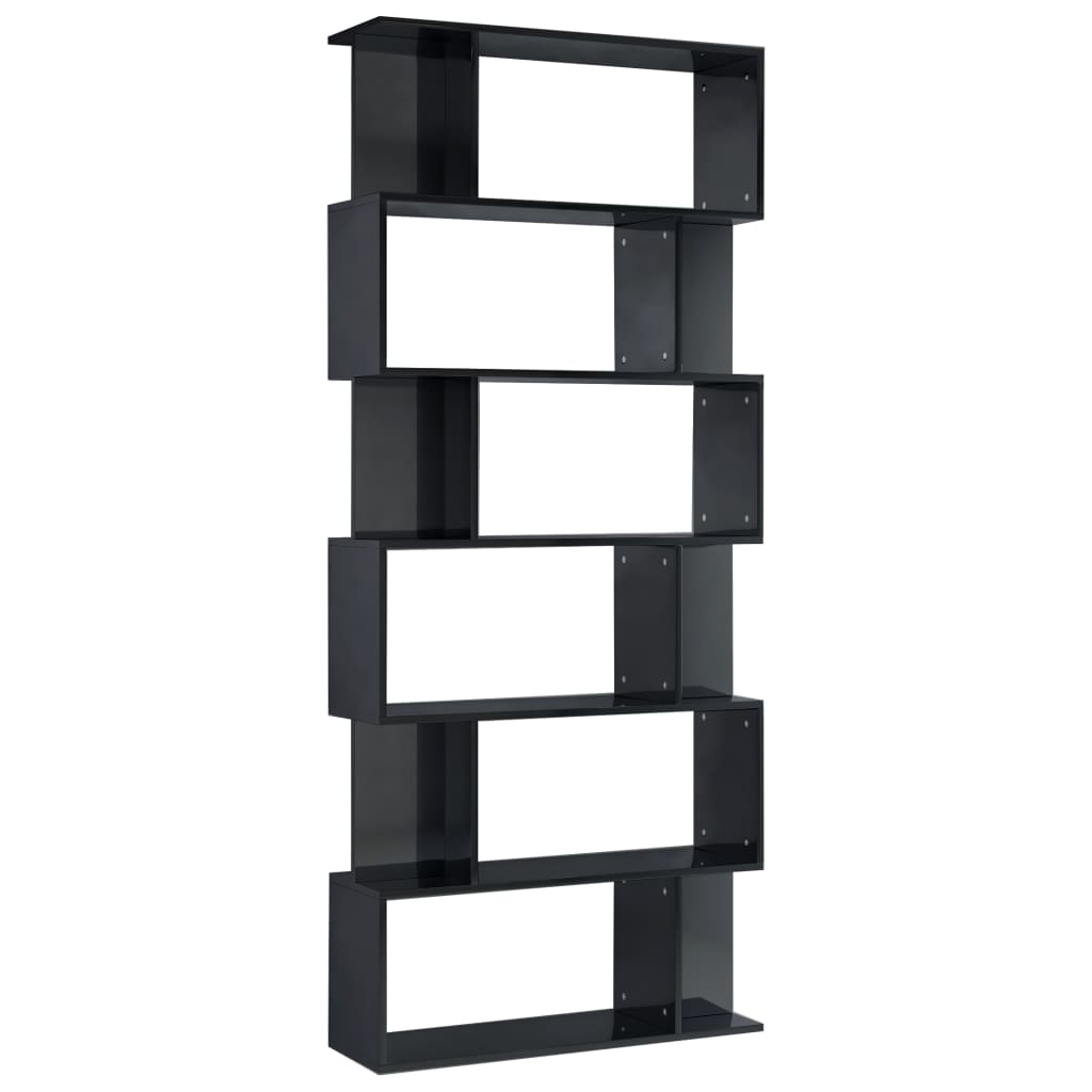 Book Cabinet/Room Divider High Gloss Black 80x24x192 cm Chipboard