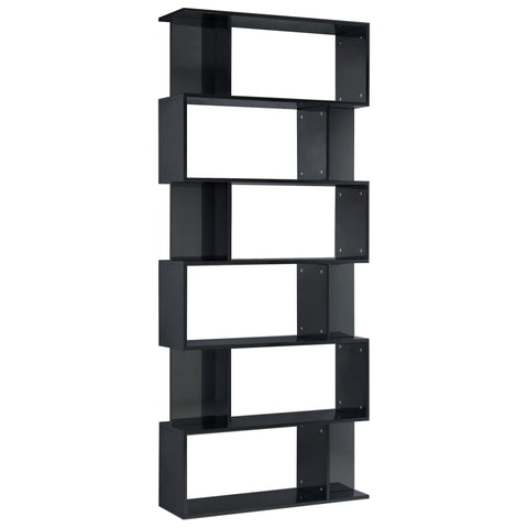 Book Cabinet Room Divider High Gloss Black Chipboard