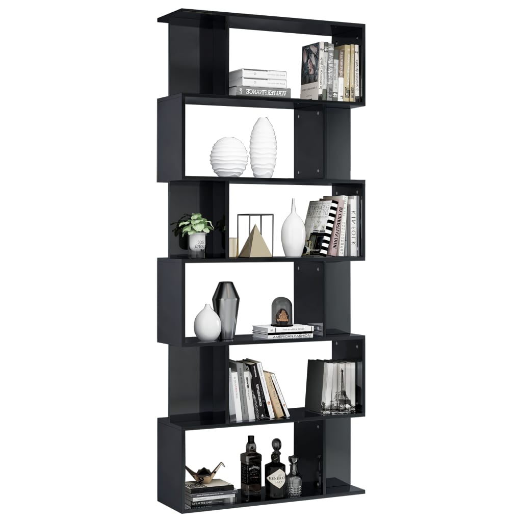 Book Cabinet/Room Divider High Gloss Black 80x24x192 cm Chipboard