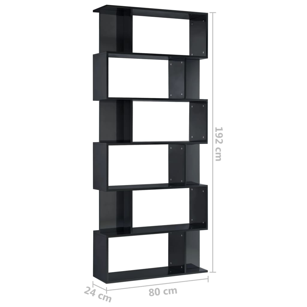 Book Cabinet/Room Divider High Gloss Black 80x24x192 cm Chipboard