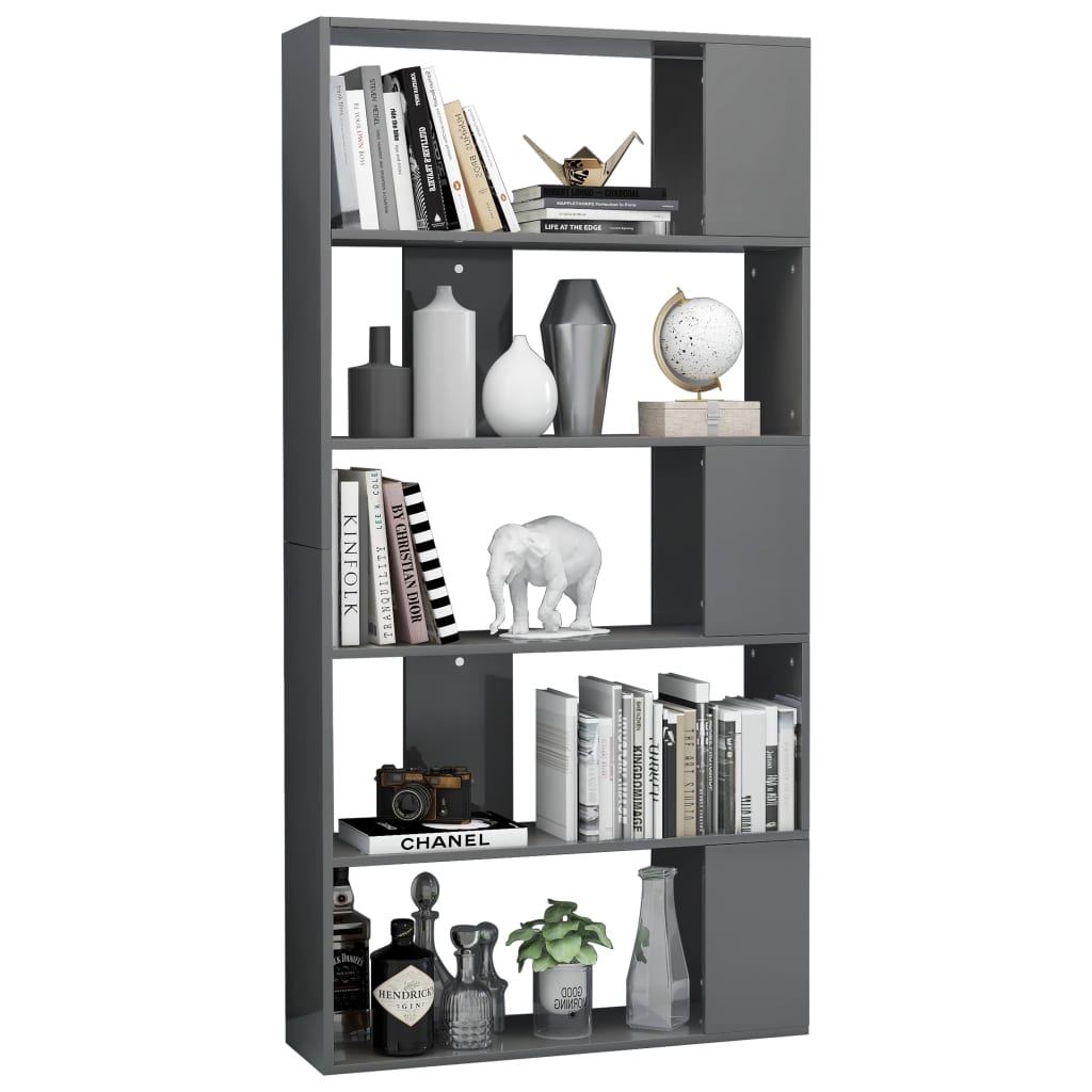 Book Cabinet/Room Divider High Gloss Grey 80x24x159 cm Chipboard