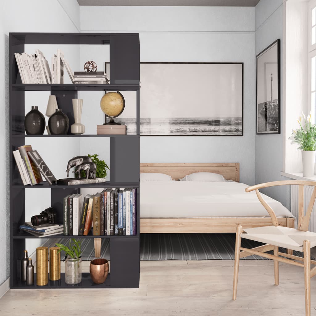 Book Cabinet/Room Divider High Gloss Grey 80x24x159 cm Chipboard