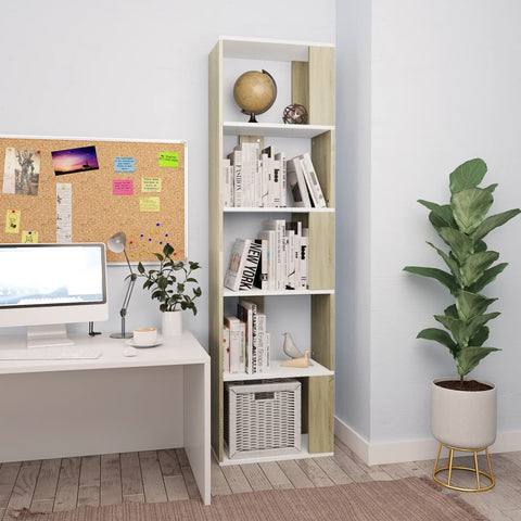 Book Cabinet/Room Divider White and Sonoma Oak 45x24x159 cm Chipboard