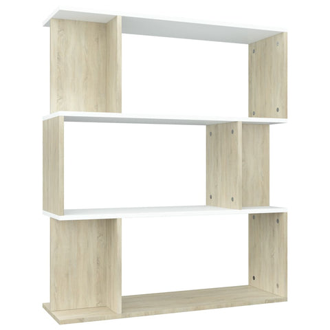 Book Cabinet/Room Divider White and Sonoma Oak Chipboard