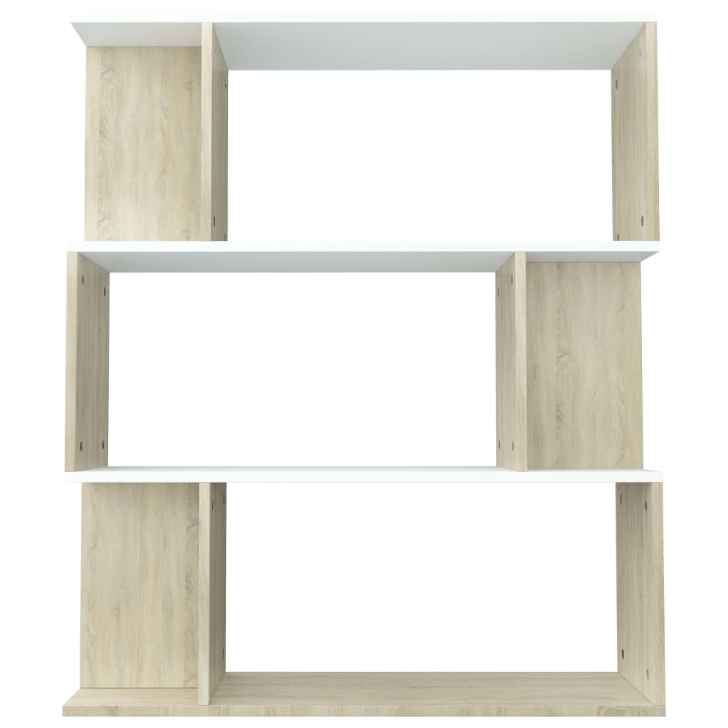Book Cabinet/Room Divider White and Sonoma Oak 80x24x96 cm Chipboard
