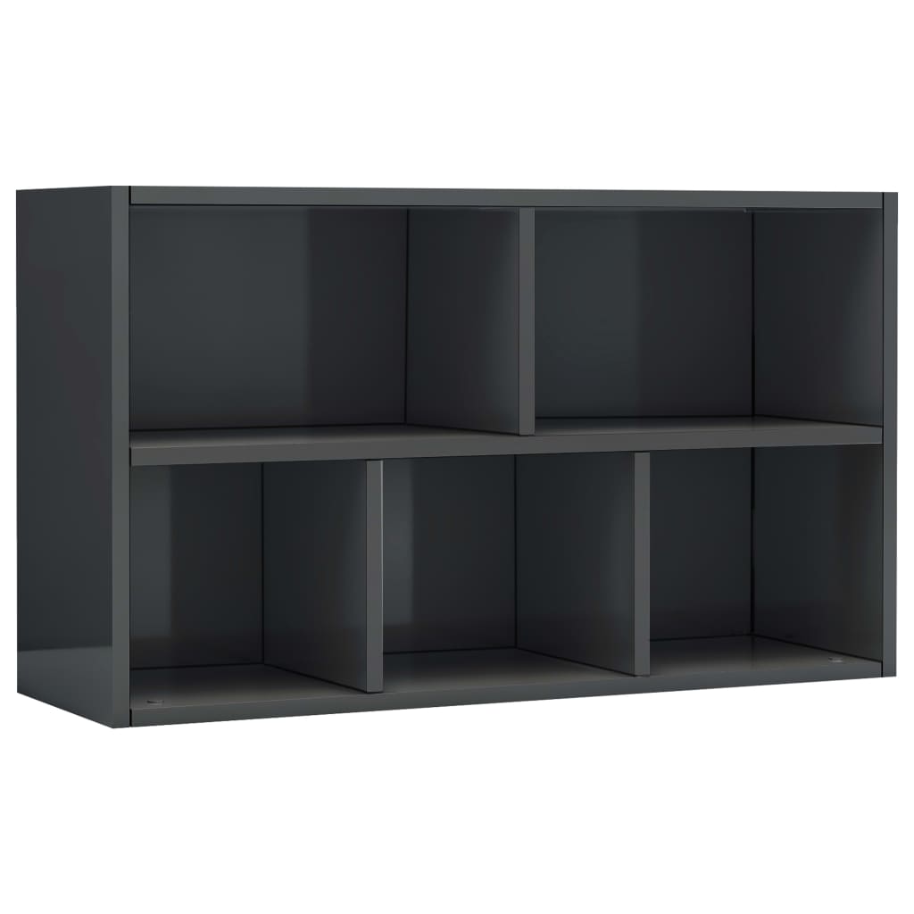 Book Cabinet/Sideboard High Gloss Grey 45x25x80 cm Chipboard