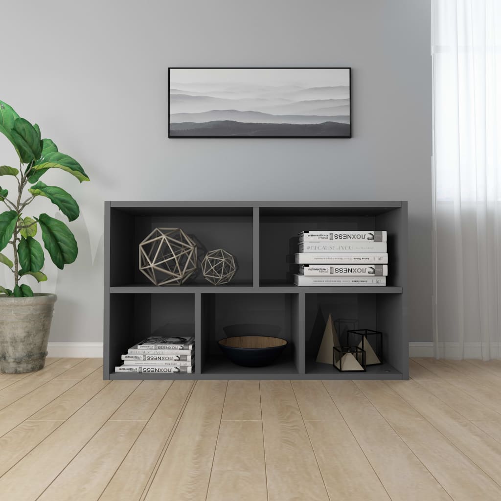Book Cabinet/Sideboard High Gloss Grey 45x25x80 cm Chipboard
