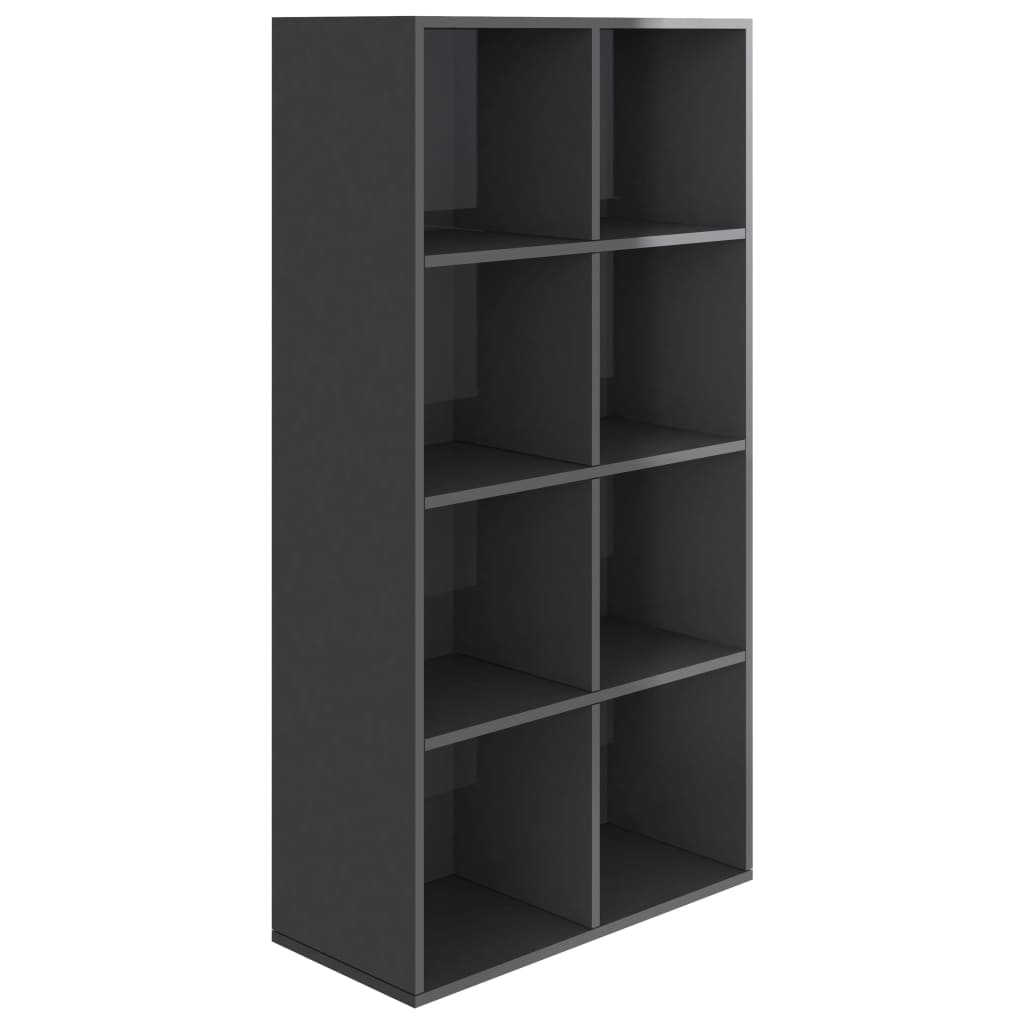 Book Cabinet/Sideboard High Gloss Grey 66x30x130 cm Chipboard