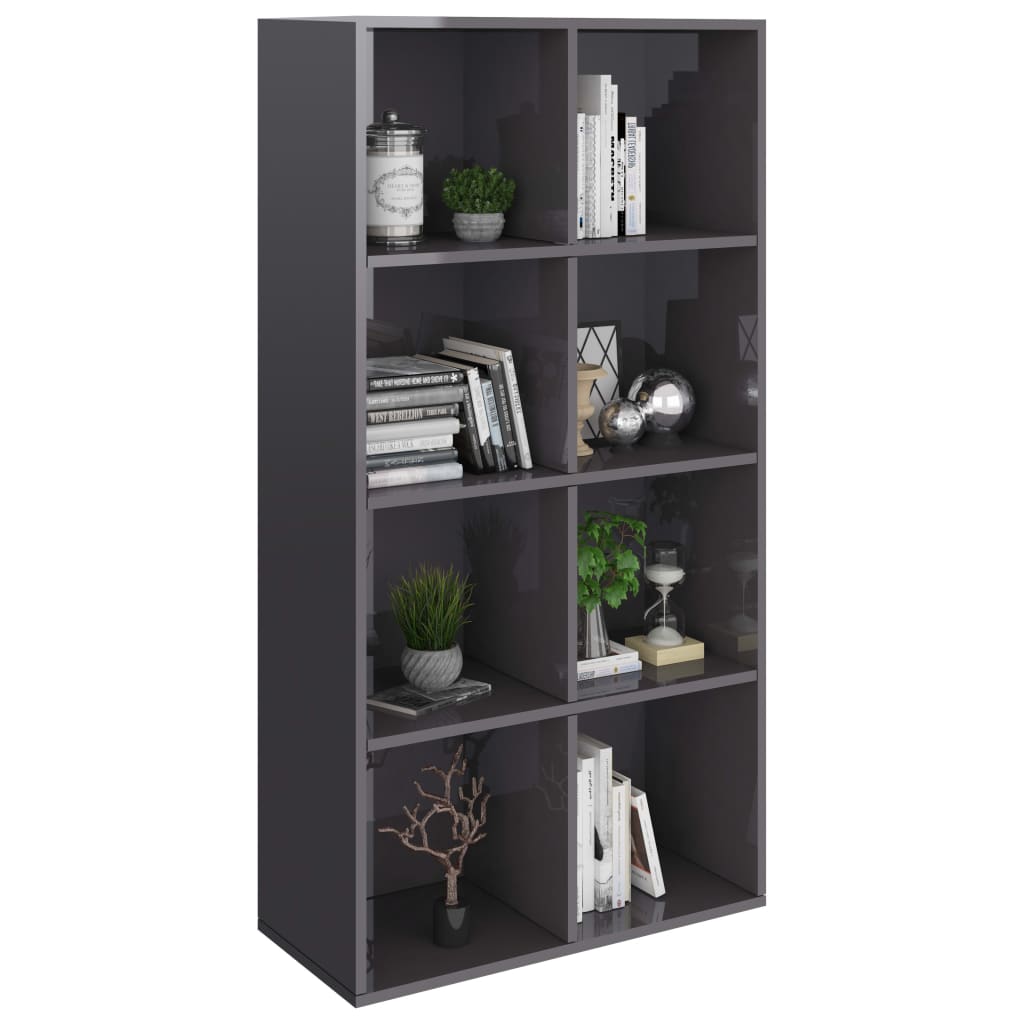 Book Cabinet/Sideboard High Gloss Grey 66x30x130 cm Chipboard