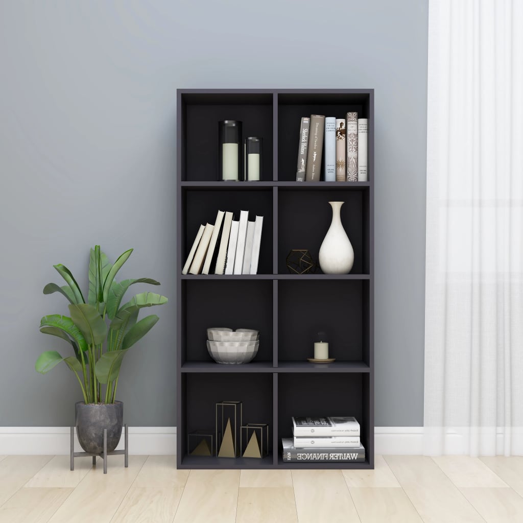 Book Cabinet/Sideboard High Gloss Grey 66x30x130 cm Chipboard