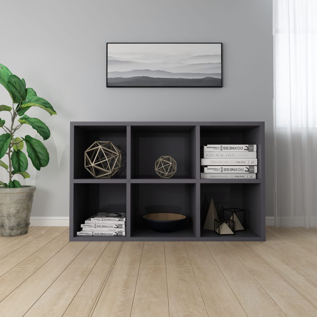 Book Cabinet/Sideboard High Gloss Grey 66x30x97.8 cm Chipboard