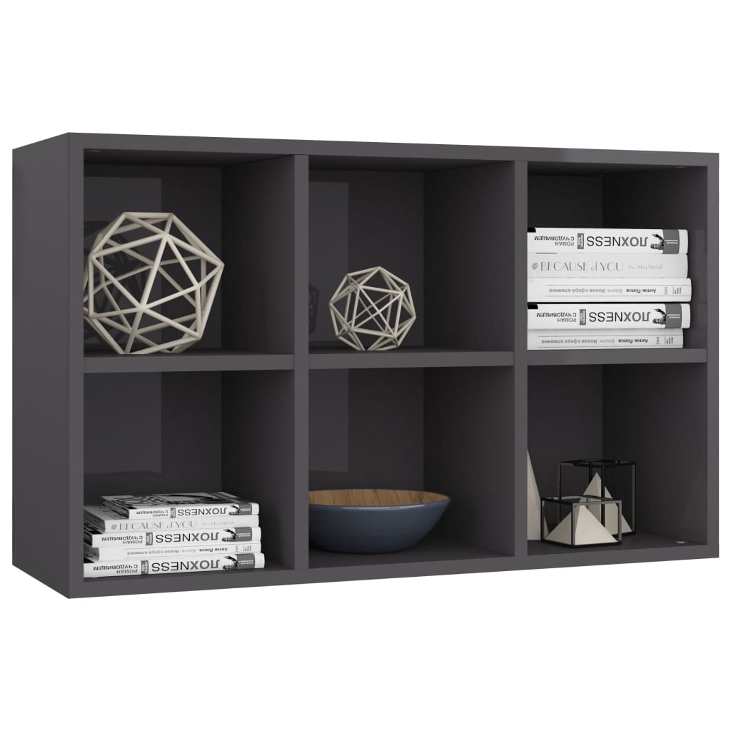Book Cabinet/Sideboard High Gloss Grey 66x30x97.8 cm Chipboard