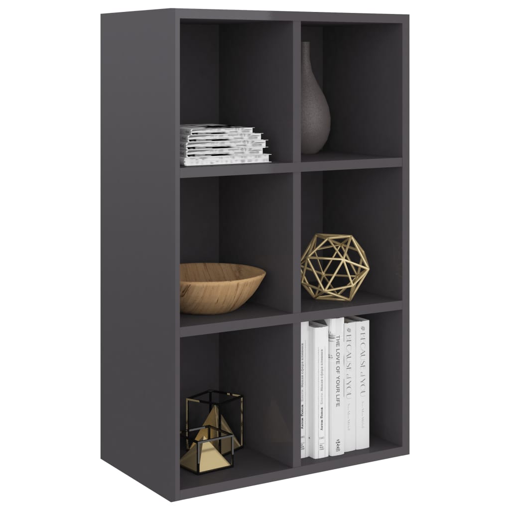 Book Cabinet/Sideboard High Gloss Grey 66x30x97.8 cm Chipboard