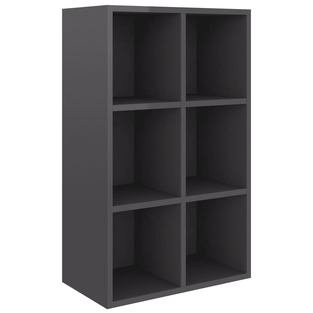 Book Cabinet/Sideboard High Gloss Grey 66x30x97.8 cm Chipboard