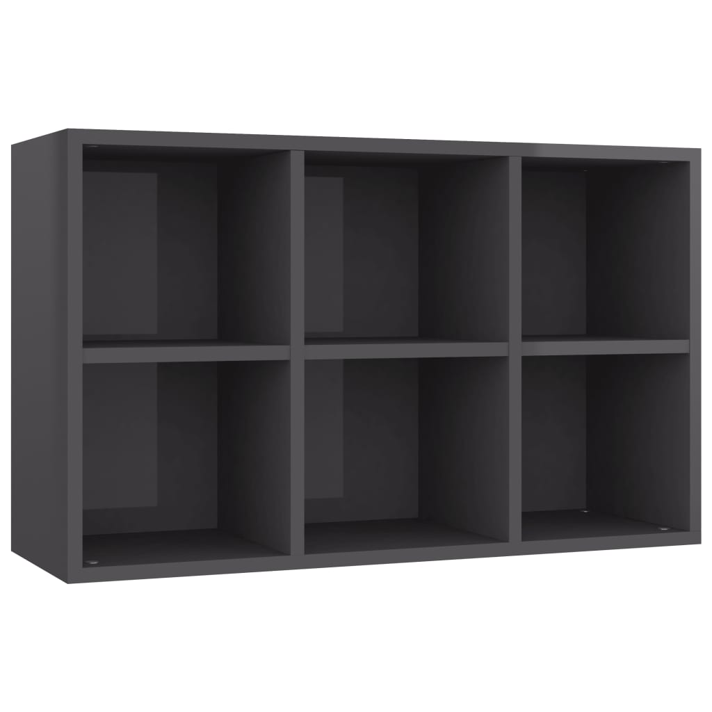 Book Cabinet/Sideboard High Gloss Grey 66x30x97.8 cm Chipboard